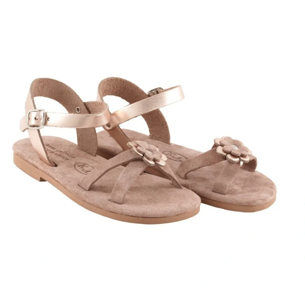 Cyclamen Handmade Leather Sandals with Flower Design made in Greece